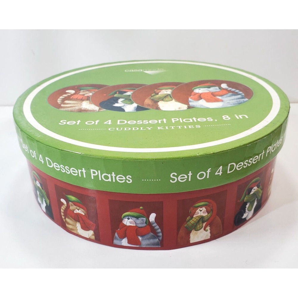 Casa Moda Cuddly Kitties 8 in Dessert Plates Diane Arthurs Winter Cats Set of 4
